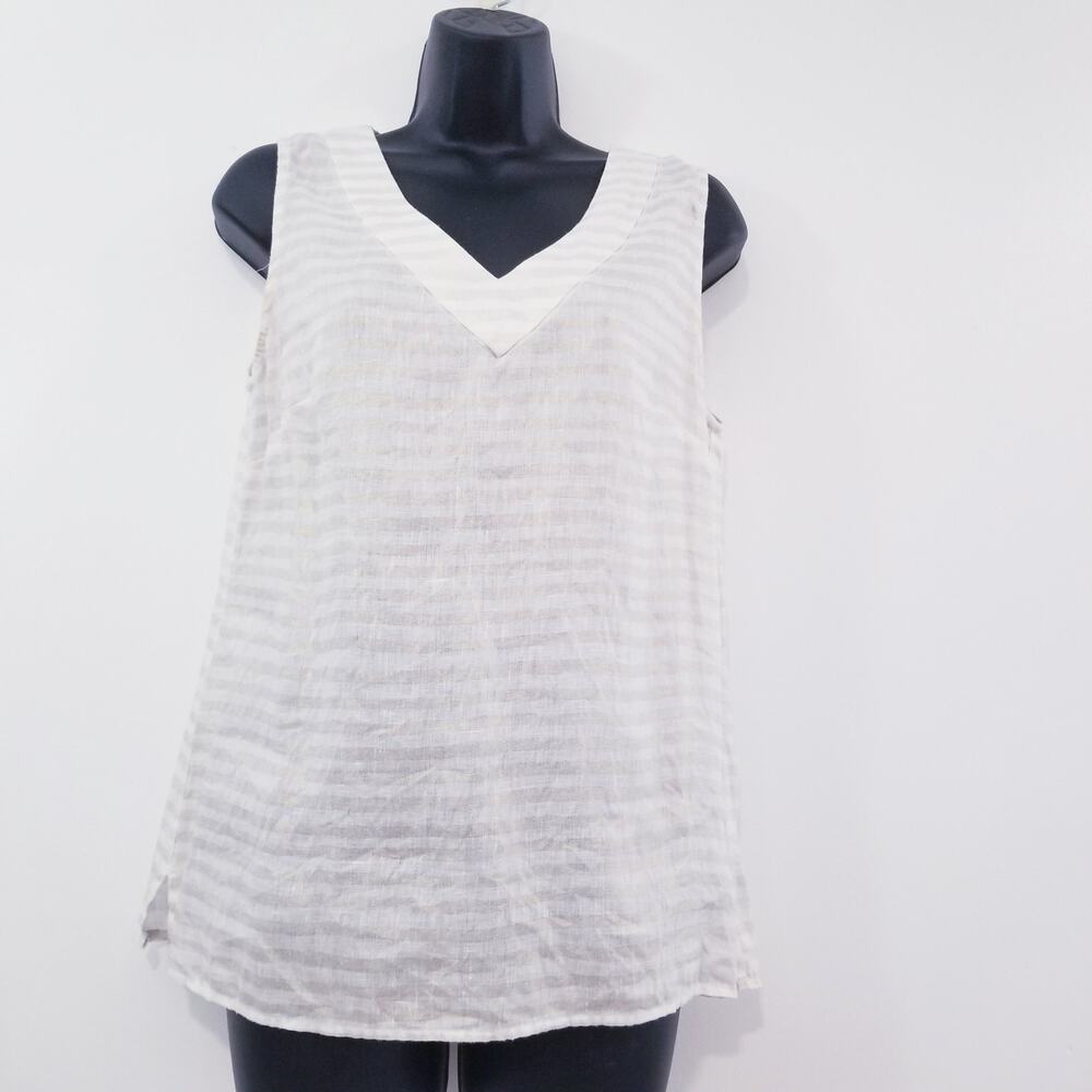 Lucy & Laurel 100% Linen Gold Metallic Blouse